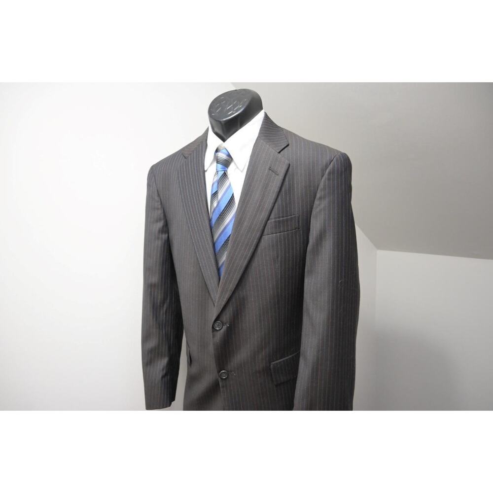 Hart Schaffner Marx Brown Striped Wool Suit‎ Pants Jacket USA MADE 36 x 31 40 R